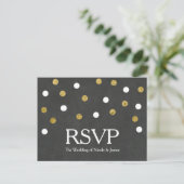 Krijtbord Goud & Witte Confetti Feest RSVP Uitnodiging Briefkaart (Staand voorkant)
