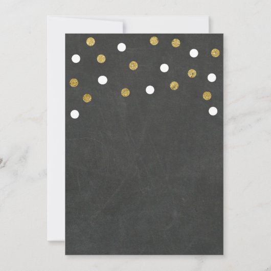 Krijtbord Goud & Witte Confetti Feestviering Kaart (Achterkant)