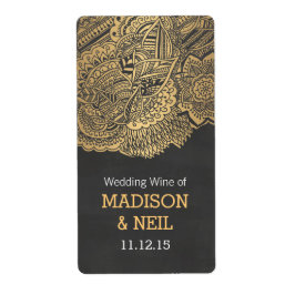  krijtbord gouden Boheemse Trouwwijn Etiket