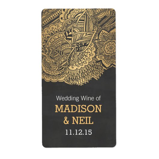  krijtbord gouden Boheemse Trouwwijn Etiket (Voorkant)