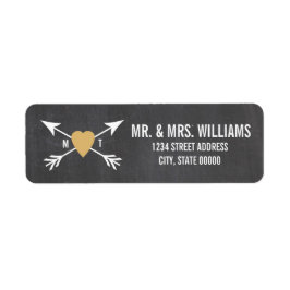 Krijtbord Gouden Hart + Pijl | Huwelijksetiketten Etiket