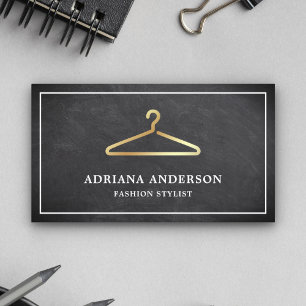 Krijtbord Gouden Klerenhanger Mode Stylist Visitekaartje