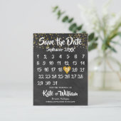 Krijtbord Gouden Liefdes Hart Kalender Bewaar de D Aankondigingskaart (Staand voorkant)