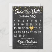 Krijtbord Gouden Liefdes Hart Kalender Bewaar de D Save The Date (Voorkant)