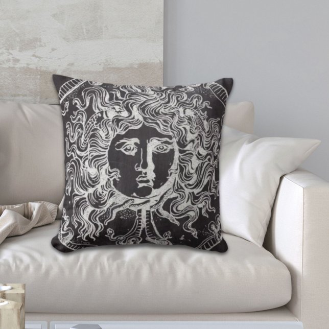  krijtbord Griekse mythologie Gorgon medusa Kussen (vintage chalkboard Greek mythology Gorgon medusa Throw Pillow)