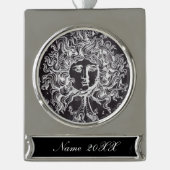  krijtbord Griekse mythologie Gorgon medusa Verzilverd Banner Ornament (Voorkant)