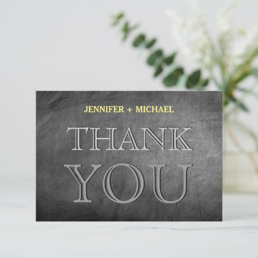 Krijtbord Grijs Charmante Dank Je Wel Wenskaart Bedankkaart (Staand voorkant)