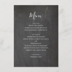 Krijtbord grijze bruiloft. Modern eenvoudig school Menu