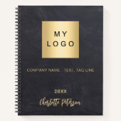 Krijtbord grijze naam bedrijfslogo notitieboek (Voorkant)