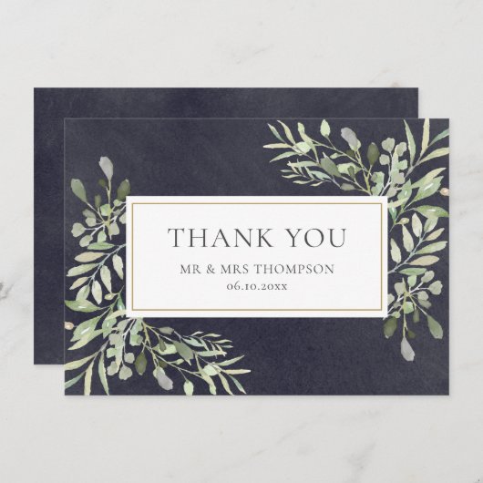 Krijtbord Groene Bladeren Bedankt (Voorkant / Achterkant)