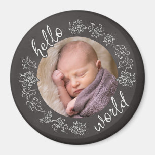 Krijtbord Hallo Baby's Eerste Gepersonaliseerde Magneet
