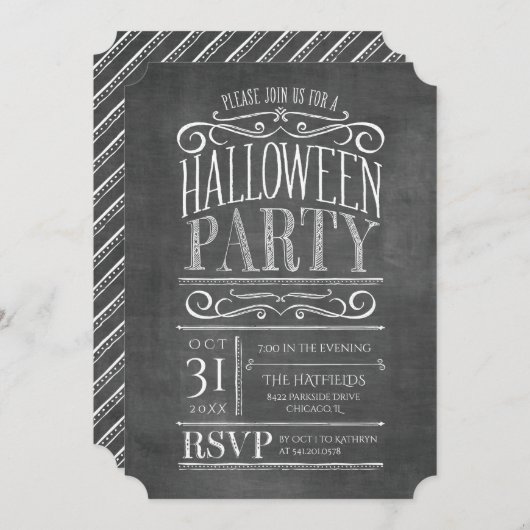  krijtbord Halloween Party Invite Kaart (Voorkant / Achterkant)