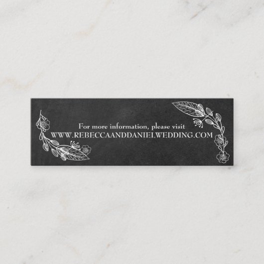 Krijtbord Handgetekende Bloemen Bruiloft Website K Contactkaartje (Voorkant)