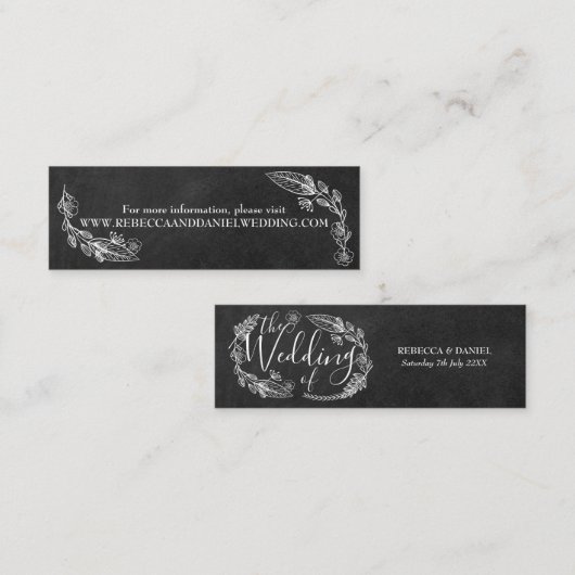 Krijtbord Handgetekende Bloemen Bruiloft Website K Contactkaartje (Voorkant / Achterkant)