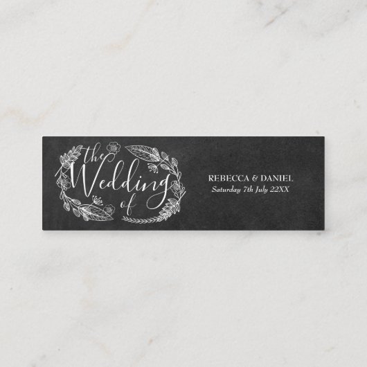 Krijtbord Handgetekende Bloemen Bruiloft Website K Contactkaartje (Achterkant)