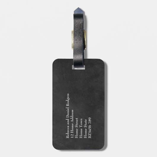 Krijtbord Handgetekende Bloemenslinger Bruiloft Bagagelabel (Achterkant verticaal)