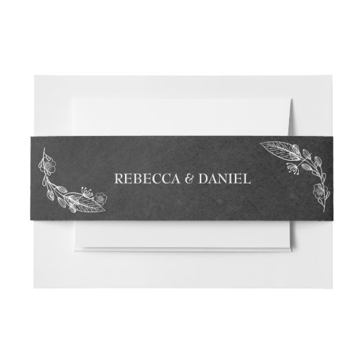 Krijtbord Handgetekende Floral Garland Uitnodigingen Wikkel (Voorkant Voorbeeld)