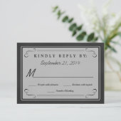 Krijtbord Harten Monogram RSVP Kaartje (Staand voorkant)