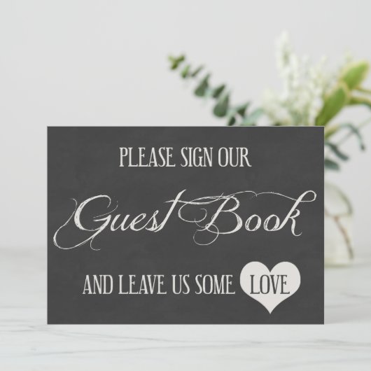 Krijtbord Harten Trouw | Gastboek Kaart (Staand voorkant)