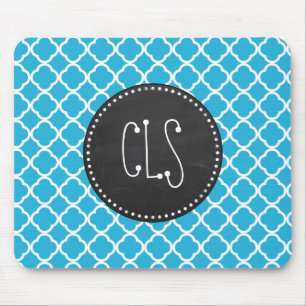 krijtbord; Heldere cerulean quatrefoil Muismat