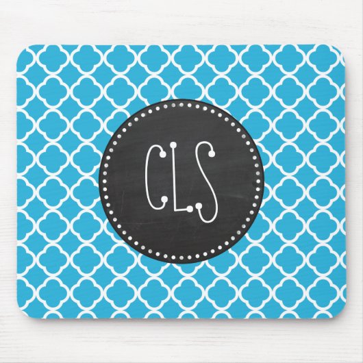 krijtbord; Heldere cerulean quatrefoil Muismat (Voorkant)