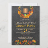 Krijtbord herfst krans monogram Thanksgiving parti Kaart (Voorkant)