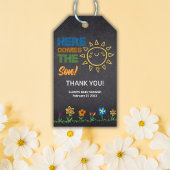 Krijtbord hier komt het Baby shower van de Zoon Cadeaulabel