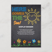 Krijtbord hier komt het Baby shower van de Zoon Informatiekaartje (Voorkant)