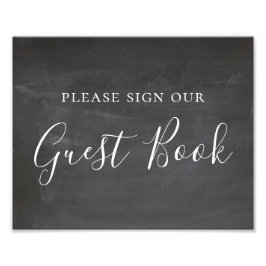 Krijtbord huwelijksaffiche. Gelieve het gastenboek Foto Afdruk