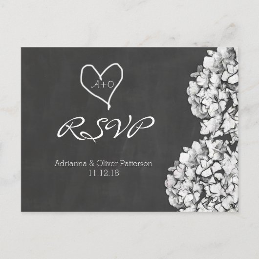  Krijtbord Hydrangea Wedding RSVP Uitnodiging Briefkaart (Voorkant)