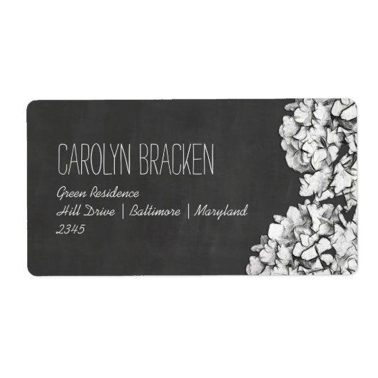  krijtbord Hydrangeas Bloemenbruiloft Etiket (Voorkant)