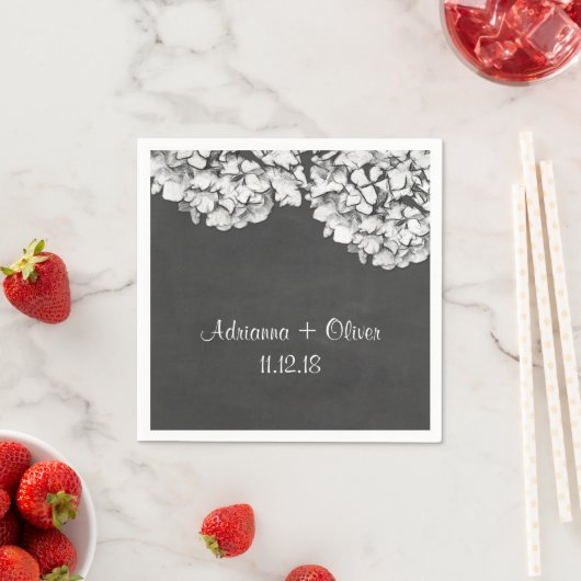 krijtbord Hydrangeas Bloemenbruiloft Servetten (Insitu)