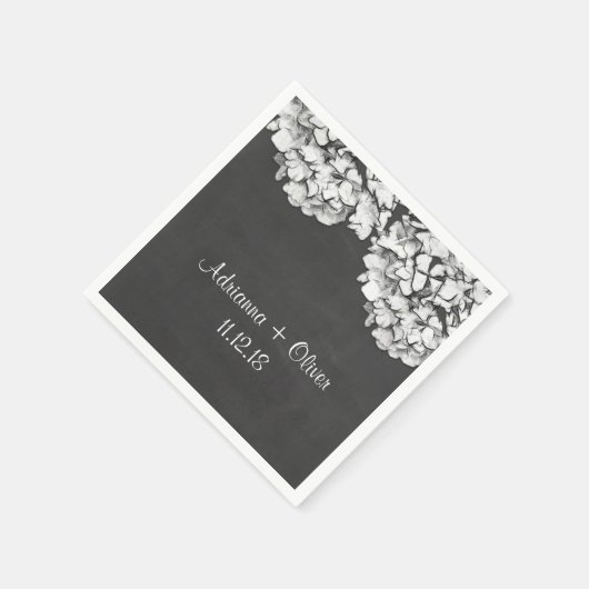 krijtbord Hydrangeas Bloemenbruiloft Servetten (Hoek)