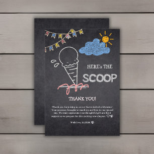 Krijtbord Ice Cream Scoop Drawing Baby shower Bedankkaart