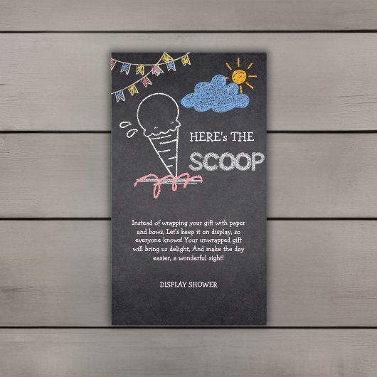 Krijtbord Ice Cream Scoop Drawing Baby shower Informatiekaartje