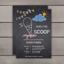 Krijtbord Ice Cream Scoop Drawing Baby shower