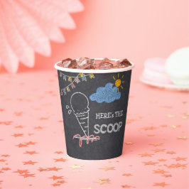 Krijtbord Ice Cream Scoop Drawing Baby shower Papieren Bekers