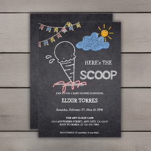 Krijtbord Ijslepel Tekening Baby Shower Kaart