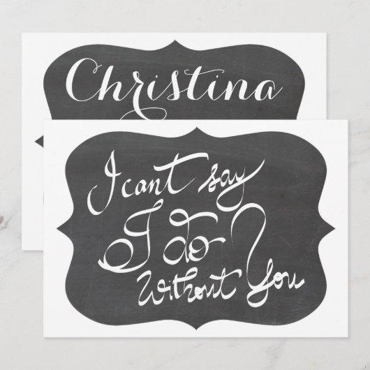 Krijtbord Ik kan niet zeggen dat ik het zonder jou Kaart (Voorkant / Achterkant)