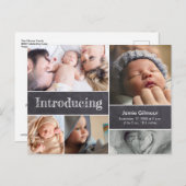Krijtbord Introductie Pasgeboren Baby Fotocollage Aankondigingskaart (Voorkant / Achterkant)