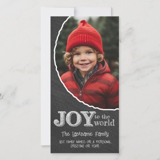 Krijtbord Joy to the World Fotolijst Feestdagenkaart (Voorkant)
