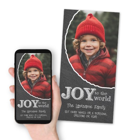 Krijtbord Joy to the World Fotolijst Feestdagenkaart