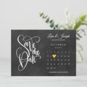 Krijtbord Kalender Gouden Liefdeshart Save The Date (Staand voorkant)