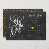 Krijtbord Kalender Gouden Liefdeshart Save The Date (Voorkant / Achterkant)