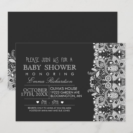 Krijtbord & kant Baby shower uitnodiging (Voorkant / Achterkant)