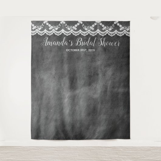 Krijtbord Kant Bruidsmeisje Feest Fotohokje Achter Wandkleed (Voorkant)