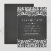 Krijtbord & Kanten Save The Date Kaart (Voorkant / Achterkant)