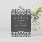 Krijtbord & Kanten Save The Date Kaart (Staand voorkant)
