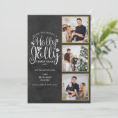 Krijtbord Kerst Foto Collage 3 Feestdagenkaart (Staand voorkant)