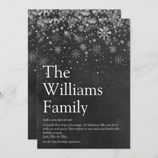 Krijtbord Kerstbericht over Familie Definitie Feestdagenkaart (Voorkant / Achterkant)